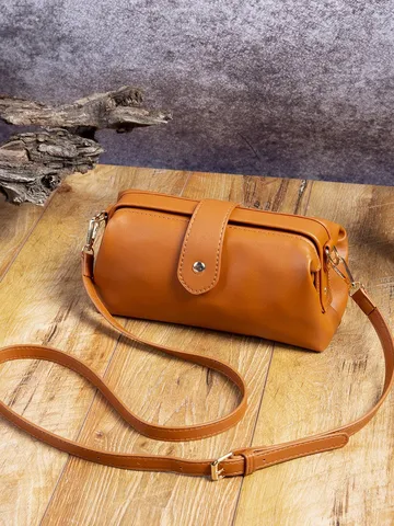 Bolso Médico de Cuero PU Vintage para Mujer Retro Cierre de Beso Bolso Bandolera Bolso de Hombro Pequeño Bolso de Marco Hecho a Mano