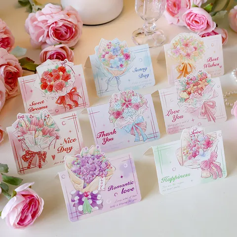 3D Pop-up Flower Bouquet Greeting Cards For Mother's Day Women's Day Birthday Wedding Valentine Minimalist Gift Cards
