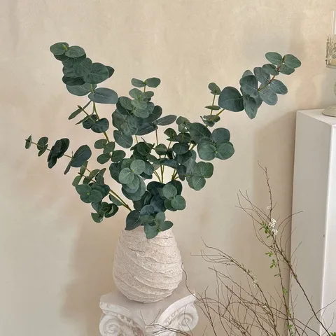 3D Geprinte Eucalyptus Kunstplant Zijden Doek Bladeren Tak Voor Huis Decoratie Bruiloft Bloemstuk Groen Gebladerte
