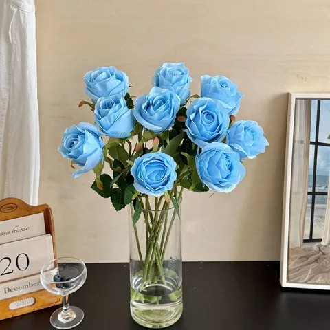 Artificial Bulgarian Rose Silk Flowers High Simulation Real Touch Faux Rose Stems For Home Living Room Wedding Party Decor Photography Props