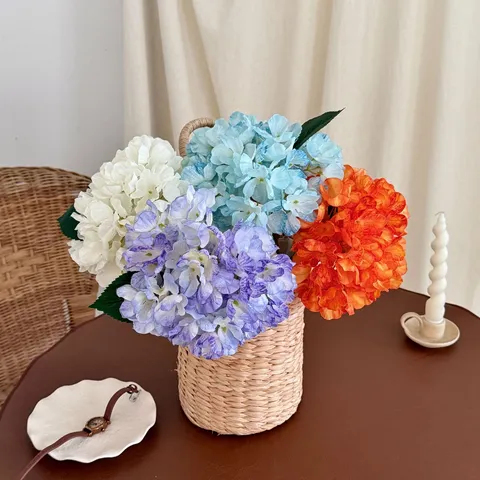 Realistic Artificial Hydrangea Silk Cloth Long Stem Faux Flowers For Home Living Room Wedding Floral Arrangement