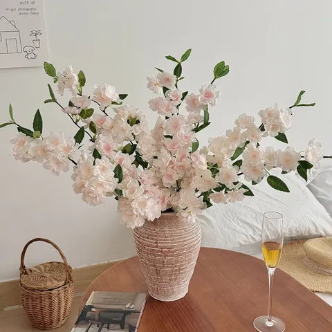 Artificial Cherry Blossom Branch Simulation Peach Blossom Silk Flowers For Home Living Room Decor Wedding Floral Arrangement Photography Props
