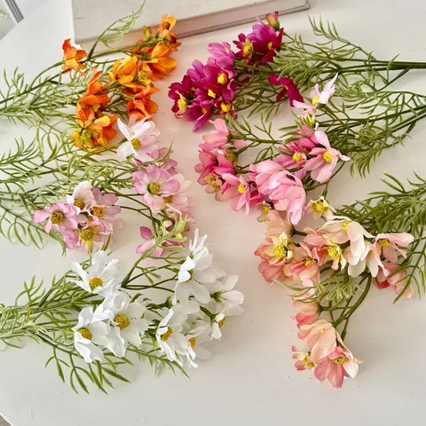 Ins Style Fresh Artificial Daisy Simulation Flower Silk Cloth Cosmos Branch For Home Decor Wedding Photography Props Multicolored