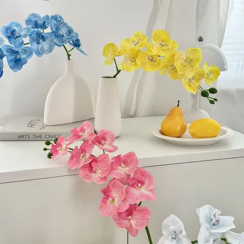 Artificial Phalaenopsis Orchid Branch Silk Cloth Simulation Flower For Wedding Home Table Decor Photography Props