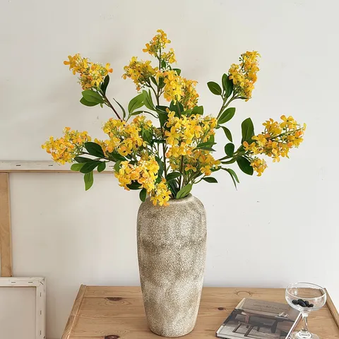 Artificial Silk Lilac Flowers Long Branch Realistic Mock Orange Osmanthus Flowers For Home Wedding Living Room Decor Photography Props