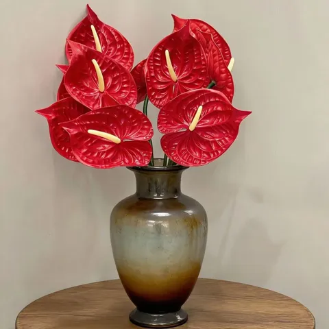Large EVA Artificial Anthurium Flower Realistic Fire Crane Palm Stem For Living Room Wedding Party Table Home Decor