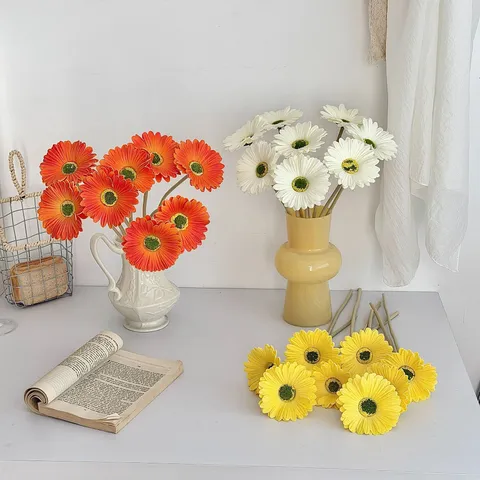 Artificial PU Gerbera Daisy Realistic Single Stem Flower Nordic Fake Chrysanthemum For Home Wedding Hotel Decor