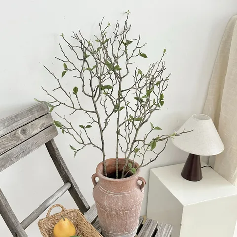 Artificial Dried Branches With Green Buds Nordic Style Long Fake Plant For Home Living Room Wedding Centerpiece Decoration Photography Props