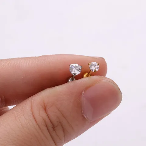 Titanium Staal 925 Sterling Zilver Zirconia Oorknopjes Voor Vrouwen Persoonlijkheid Geometrische Oorkraakbeen Piercing Sieraden Micro-pave Schroefsluiting Oorbellen