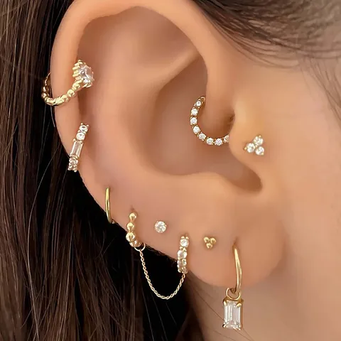 Brass Zirconia Small Charm For Piercing Women Star Moon Lightning Snake Shaped Pendant For DIY Earrings Jewelry Necklace