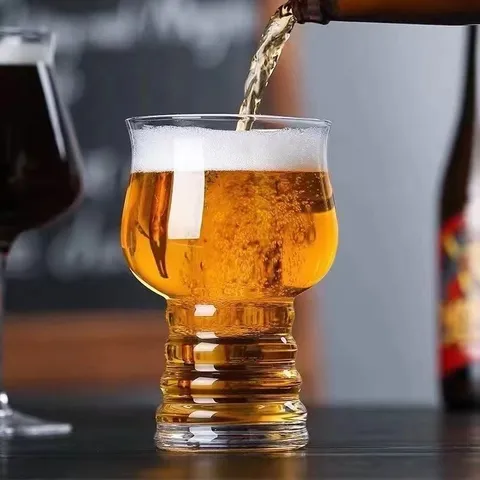 Jarra de Cerveza Creativa de Vidrio Resistente al Calor con Fondo Acanalado Gran Capacidad Vaso de Cerveza Artesanal Pinta Pilsner para Bar Hogar