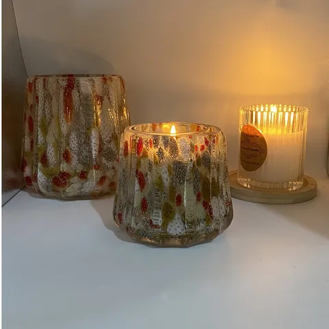 Bougeoir en Verre Fait Main Verre Coloré Tasse à Bougie d'Aromathérapie Vase d'Art Rétro Émaillé Pour Décoration Intérieure