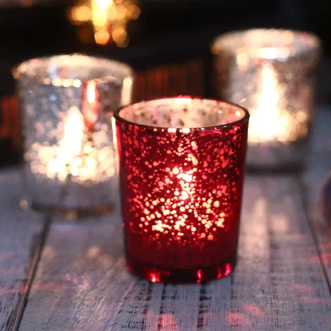 Portacandela in Vetro Stellato Galvanizzato Romantico Colorato Candeliere in Vetro per Decorazioni per la Casa Candela Aromatica