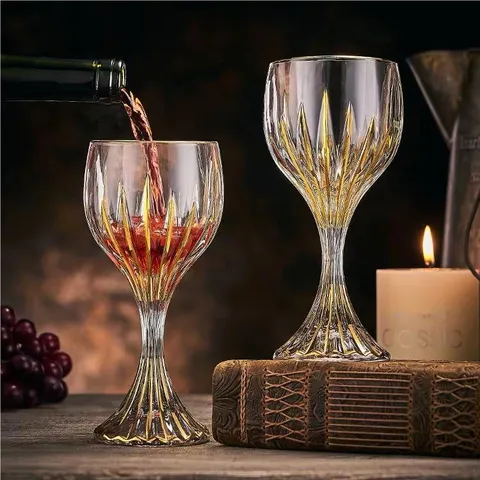 Diamond High Foot Goblet Transparent Glass Red Wine Champagne Juice Cup Creative Faceted Drinking Cup