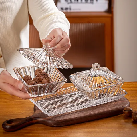 Europäisches Vintage Bernsteinglas Bonbonglas Mit Deckel Quadratisch Geripptes Vorratsglas Für Schmuck Zucker Nüsse Home Hochzeit Deko