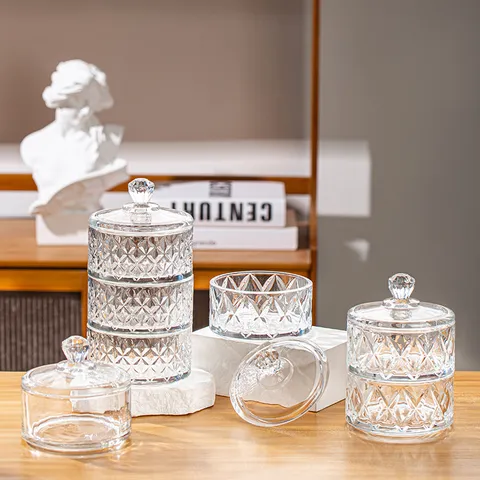 Eleganter Bonbonglas Mit Deckel Dekoratives Kristall-Aufbewahrungsbox Für Wohnzimmer Zuhause Küche Nuss Trockenfruchtbehälter