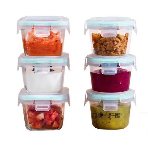 Glass Baby Food Storage Container Set Heat Resistant Glass Bowl With Airtight Lid Microwave Safe Infant Feeding Tableware
