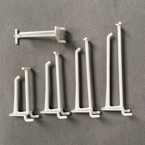 Weiße ABS Kunststoff Doppelschicht Lochplatten Haken Für Supermarkt Display Rack Mit Etikettenhalter Einzelhandel Regal Waren Aufhängungshaken