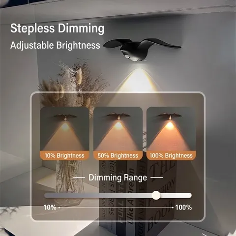 Creative Seagull Motion Sensor Night Light LED Rechargeable Wall Lamp PVC Stepless Dimming Induction Lamp For Hallway Stairs Home Decor