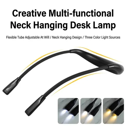 Luce da Lettura da Collo a LED Ricaricabile USB Dimmerabile Lampada da Libro Flessibile a Mani Libere per Lettura a Letto Campeggio