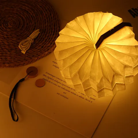 USB Oplaadbare Opvouwbare Accordeon Boek Lamp Hout Sfeer Draagbare Nachtlampje Creatieve Vouwen Bureaulamp Huisdecoratie