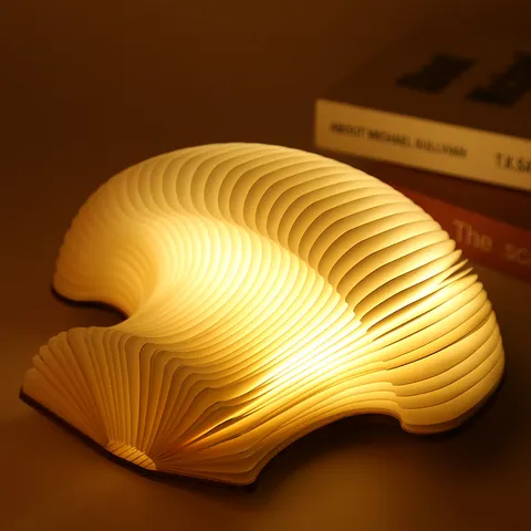 Creatieve Opvouwbare Paddenstoel Boek Lamp LED Sfeer Nachtlampje Houten Papier Bureaulamp Bedtijd Decoratief Cadeau Verlichting