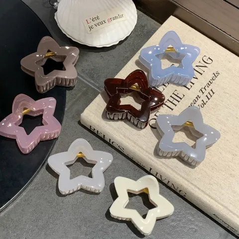 Pinza per Capelli a Forma di Stella Traforata Stile Coreano in Materiali Misti Dolce Clip per Capelli per Donna Ragazza