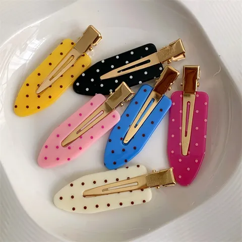 Colorful Polka Dot Acetate Hair Clips No-Crease Macaron Hairpins Seamless Duckbill Clips For Women Side Fringe Fixing Fashion Hair Accessories