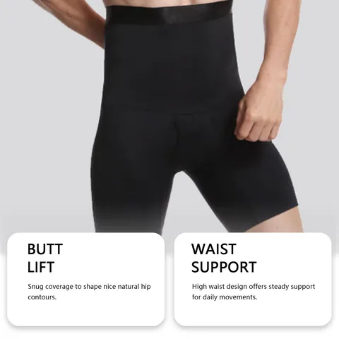 Herren High-Waist Boxershorts Einzelfarbig Nylon Elasthan Atmungsaktiv Bauchweg Bequeme Boxer Unterwäsche