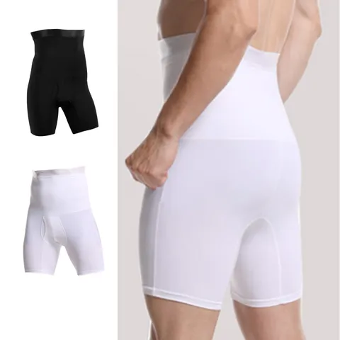 Herren High-Waist Boxershorts Einzelfarbig Nylon Elasthan Atmungsaktiv Bauchweg Bequeme Boxer Unterwäsche