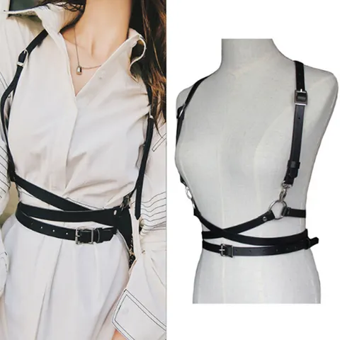 Cintura con Imbracatura per il Corpo in Ecopelle Casual da Donna Cintura in Vita Punk Regolabile Accessori di Abbigliamento Moda