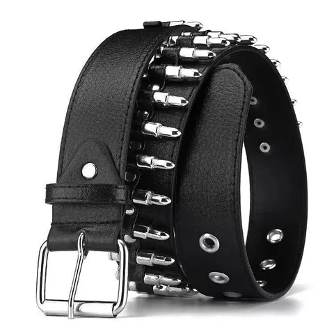Cintura Proiettile Punk Uomo Pelle PU Rivetto Moda Accessorio