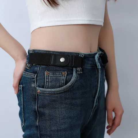 Cintura Elastica Invisibile per Donna Senza Fibbia Regolabile Elastica in Pelle PU Accessori per Pantaloni Casual Quotidiani