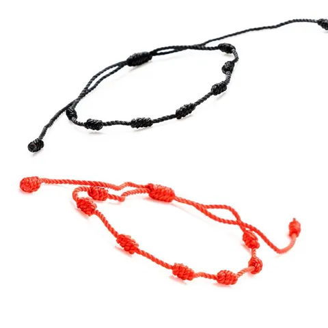 Bracciale in Cordino Intrecciato a Mano con Nodo Peruviano Minimalista a Sette Nodi Regolabile Unisex Gioielli di Protezione