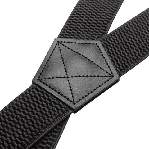 Bretelle Elastiche da Uomo Resistenti a Forma di X Regolabili con Quattro Clip a Gancio in Metallo Motivo a Grano di Mais