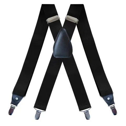 Bretelle Elastiche da Uomo Schiena a X Bretelle per Pantaloni Resistenti Poliestere Cintura Unito Regolabile Con Clip Metalliche Forti