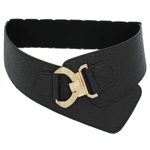 Donna Largo Ecopelle Elastico Cintura Stampa Serpente Elastico Fascia in Vita Decorativo Per Cappotto Piumino Accessori Moda
