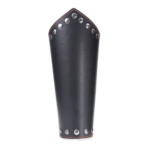 Punk Style Leather Wristband With Metal Rivets Woven Wax Rope Adjustable Retro Cycling Sport Protective Bracer