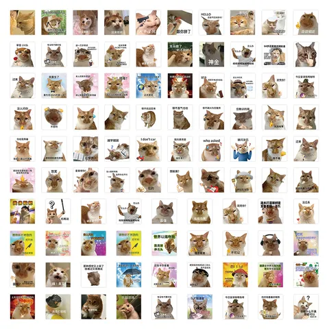 Funny Orange Cat Meme Stickers Cute Cartoon Waterproof PVC Decals For DIY Scrapbook Notebook Stationery Decoration