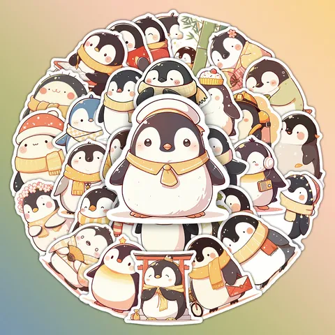 Lindo Pingüinito de Dibujos Animados Pegatinas de PVC Impermeables para Niños Recompensa Botella de Agua Portátil Diario Decoración