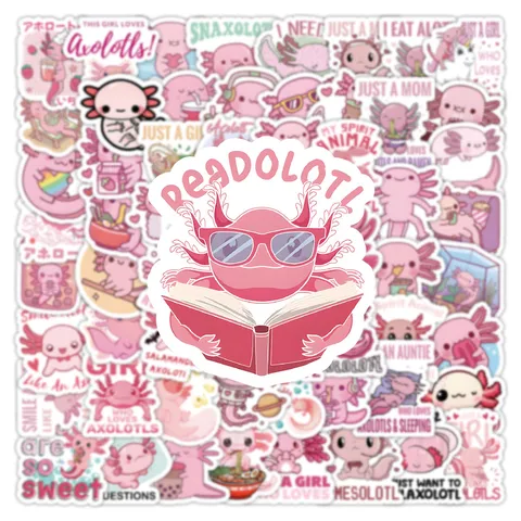 Niedliche Axolotl Wasserdichte PVC Graffiti Aufkleber Abziehbilder Für Tagebuch Laptop Koffer Gitarre Tier Dekorative Schreibwaren