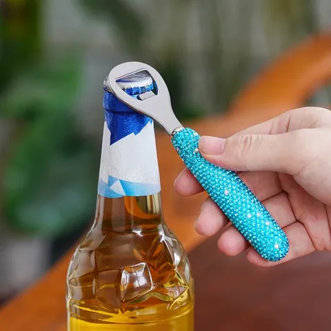 Luxury Rhinestone Stainless Steel Beer Bottle Opener Creative Manual Bottle Cap Remover Nordic Ins Style For Bar Home Party Gift