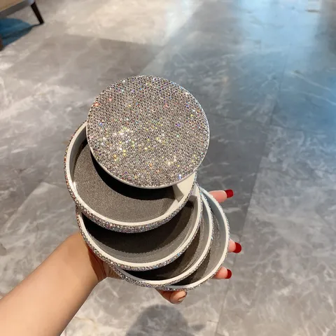 Boîte à Bijoux Rotative en Strass Organisateur de Rangement Multicouche Pour Bagues Bracelets Étui à Bijoux Rotatif en Métal de Luxe