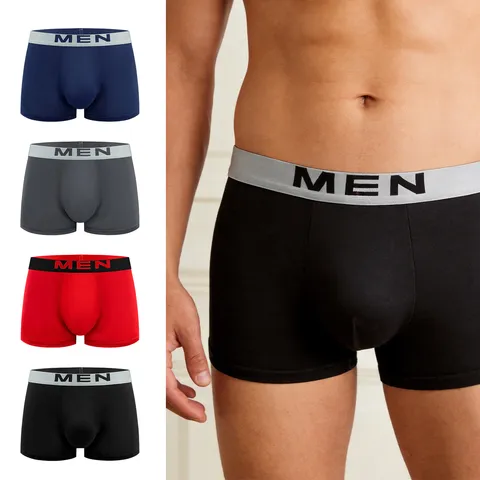Boxer Casual da Uomo in Comodo Misto Poliestere Elastico a Vita Media Tinta Unita Intimo Quotidiano