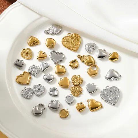 Roestvrijstalen Hart Hangers Voor DIY Sieraden Maken Goud Zilver Kleine Hart Charms Voor Ketting Armband Knutselaccessoires