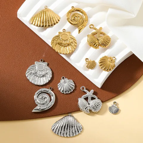 Meerestier Serie Muschel Schnecke Seestern Anhänger Titanstahl DIY Schmuckherstellung Zubehör Für Halskette Handwerk Gold