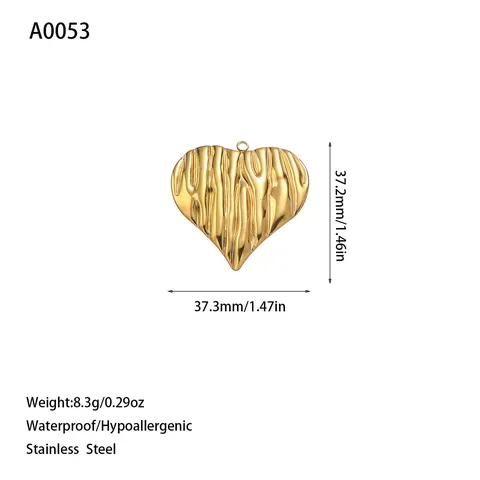 Edelstahl Herz Anhänger Für DIY Schmuckherstellung 18K Gold Vakuum Galvanisiert Gehämmerte Gewellte Riffelung Lava Flüssiges Herz Metall Charms Zubehör