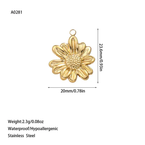 Edelstahl Gänseblümchen Sonnenblume Floral Anhänger 18K Vergoldet Schmetterling Charms Für DIY Halskette Armband Schmuckherstellung