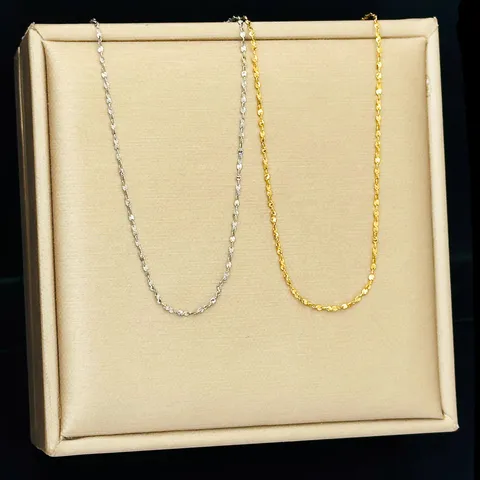 Collier Chaîne Fine en Acier au Titane pour Femme Chaîne Seule Sans Pendentif Minimaliste Bijoux Plaqué Or Argent
