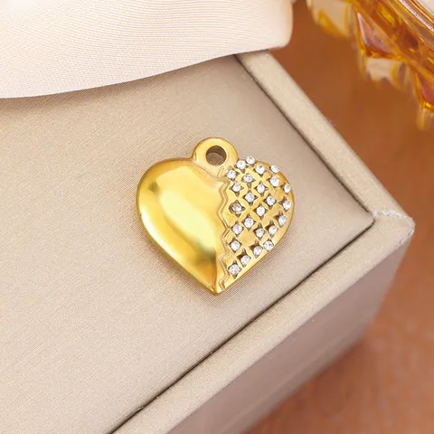 Ciondoli Fai da Te in Acciaio Inossidabile Placcato Oro per la Creazione di Gioielli Cuore Croce Stella Strass Intarsiati Collana Fatta a Mano Braccialetto Componenti Artigianato